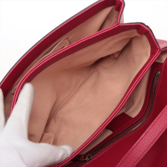 SOLD OUT ❌Gucci GG Supreme Queen margaret PVC & leather Shoulder bag Red 524356 - Picture 7 of 13